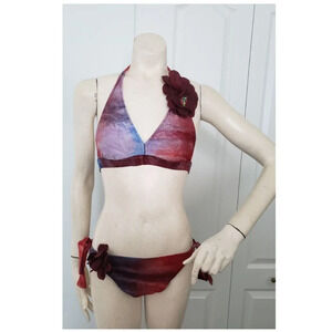 LUCKY BRAND swimsuit bikini  with removable flowers size Small